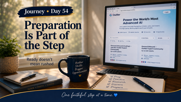Journey Day 54 — Preparation Is Part of the Step